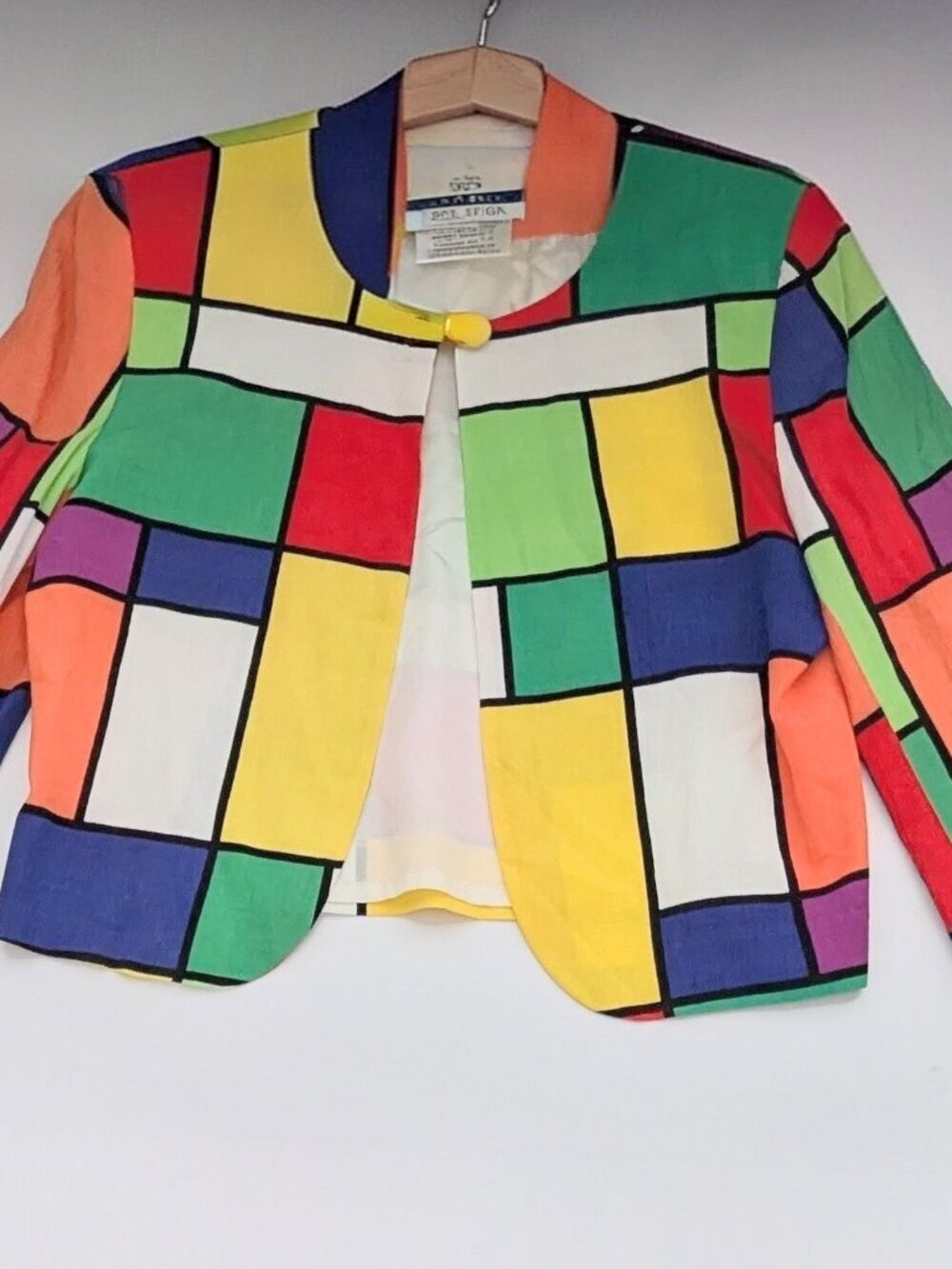 Della Spiga Women's (10/12) Bright Colorful Geometric Pattern Blazer/Jacket - Picture 6 of 14